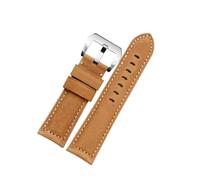 SEQLTWFC 20 mm 22 mm 24 mm 26 mm Herren-Uhrenarmband aus echtem Leder, mattiert, grün-braun, Retro-Stil, kompatibel mit Panerai Casio, Rindsleder-Armband(Light brown-steel,20mm)
