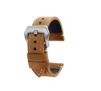 SEQLTWFC 22 24 mm Rindsleder-Armband, kompatibel mit Breitling Superocean Navigator Avenger Retro, echtes Lederarmband, Uhrenarmband, Gürtelzubehör(Brown Rice Silver,22mm)