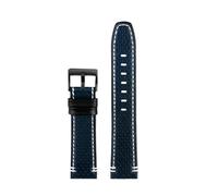 SEQLTWFC 22 mm Fashion Echtlederarmband Herren Stomata Rindsleder Schmetterlingsschnalle Uhrenarmband Kompatibel mit Breitling Omega Blau Gelb Armband(Blue White blackA)