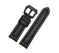 SEQLTWFC 24 mm Uhrenarmband aus mattiertem italienischem Rindsleder, kompatibel mit dem Uhrenarmband for Bergsteiger der Casio PROTREK-Serie PRG-600/PRG-650/PRW-6600(B-black black)