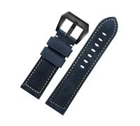 SEQLTWFC 24 mm Uhrenarmband aus mattiertem italienischem Rindsleder, kompatibel mit dem Uhrenarmband for Bergsteiger der Casio PROTREK-Serie PRG-600/PRG-650/PRW-6600(A-blue black)