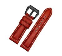 SEQLTWFC 24 mm Uhrenarmband aus mattiertem italienischem Rindsleder, kompatibel mit dem Uhrenarmband for Bergsteiger der Casio PROTREK-Serie PRG-600/PRG-650/PRW-6600(B-red black)