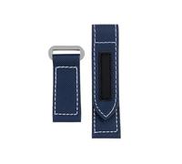 SEQLTWFC 24 mm Uhrenarmband aus Nylongewebe, kompatibel mit Panerai Luminor PAM01118, Armeegrün, Canvas-Armband aus echtem Leder(Blue white silver,24mm)