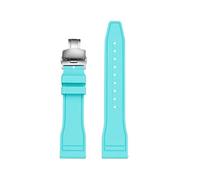 SEQLTWFC Fluorkautschuk-Uhrenarmband, kompatibel mit MIDO MULTIforT TV, Modell M049.526. Uhrenarmband, 22 mm, gerade Verbindung, Herrenuhrarmband(Mint green-Silver)