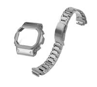 SEQLTWFC Kompatibel mit Casio Watch DW-5600 GW-B5600 GW-M5610 Mod Kit Titangehäuse + Armband Kompatibel mit 5600 5610 Metalllünette-Armband-Set mit Werkzeug(Silver Strap Case,DW-5610 G5600E)