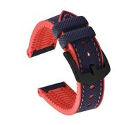 SEQLTWFC Kompatibel mit Omega Tissot MIDO IWC Uhrenarmband 20 mm 22 mm 24 Segeltuch Nylon FKM Gummiunterseite Uhrenarmband Armband Zubehör(Blue Red-Black,22mm)