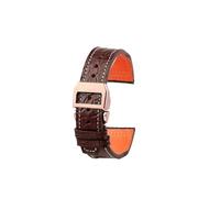 SEQLTWFC Krokodillederarmband kompatibel mit IWC Portofino Pilot Little Prince Portugal Herren-Uhrenarmband Schwarz Blau Braun 20 21 22 mm(A-Brown-Rose Gold,Width-21mm)