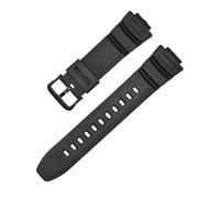 SEQLTWFC Silikon-Uhrenarmband for Herren und Damen, kompatibel mit Casio 5434 MCW-100H W-S220, 16 mm, konvexe Schnittstelle, Gummi, Allergie-Armband(Black-Black-K5)