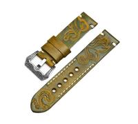 SEQLTWFC Vintage-Uhrenarmband mit geschnitzter Prägung, kompatibel mit Panerai Tissot Casio Tudor Rolex Omega Hamilton, 18 20 22 24 mm, Echtleder-Uhrenarmband(Yellow carved,22mm)