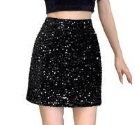 Sequin Skirt Midi - Pailletten Rock Silber Midi-Freizeitrock Mädchen Y2K Rock Bodycon Wickel Hüftrock Festliche Party Glitzerrock Karneval Kostüm Sexy Elastische Taille Midirock A-Linie Bleistiftrock