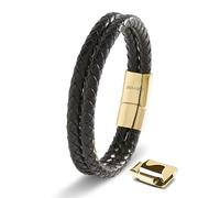 SERASAR 17cm Gold Männer Armband Leder Armreif Herren Lederband Herrenarmreif Armschmuck Schmuck Armkette Flecht Wickelarmband Kette Armbändchen Men Leather Bracelet