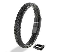 SERASAR Armband Männer Leder Schwarz 17cm Herren Lederarmband Männerarmband Armreif Lederband Herrenschmuck Armkette Wickelarmband Kette Leather Bracelet Geschenk