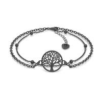 SERASAR Damen Armband Schwarz Frauen Schmuck 316L Chirurgenstahl Kette Mädchen Schmuckbox Geschenke für Hochzeitstag Edelstahlhochzeit Armkette Baum des Lebens