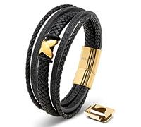 SERASAR Herren Armband 23cm Gold Männer Lederband Herrenarmreif Accessoire
