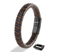 SERASAR Herren Armband Lederarmband Braun 17cm Männer Leder Armreif Herrenschmuck Flecht Wickelarmband Kette Armbändchen Leather Bracelet Men Geschenkidee für