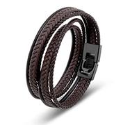 SERASAR Herren Schmuck 34cm Braun Männer Armband Leder Armreif Lederband Herrenarmreif Armschmuck Armkette Flecht Wickelarmband Kette Mens Leather Bracelet