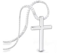 SERASAR Kreuz Kette Herren Schmuck Edelstahl Silber Halskette Cuban Chain Männer Geburtstagsgeschenk für Man