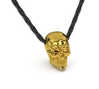 SERASAR Lederkette Herren Leder Halskette mit Totenkopf Anhänger - 50cm Gold Kette Schmuck Schachtel Geschenkidee für Männer Geburtstag Vater Tag Punk Rock Valentinstag