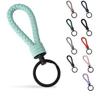 SERASAR Schlüsselband Leder mit Edelstahl Schlüsselring - Zusatzringe Ideal für Auto, Motorrad, Fahrrad & Haus Schlüsselanhänger Geschenk Schachtel
