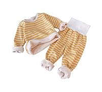 Serecofo Baby-Thermo-Set 2-5 Jahre Kinder-Thermo-Pyjama für Mädchen und Jungen aus dickem Fleece Langärmeliges T-Shirt-Oberteil und Hoch Taillierte Unterhose Winter (Gelb, 2 Jahre)