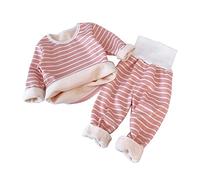 Serecofo Baby-Thermo-Set 2-5 Jahre Kinder-Thermo-Pyjama für Mädchen und Jungen aus dickem Fleece Langärmeliges T-Shirt-Oberteil und Hoch Taillierte Unterhose Winter (Rosa, 2 Jahre)