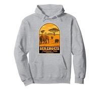 Serengeti National Park Vintage Tansania Safari Elefanten Pullover Hoodie, Unisex für Erwachsene, Grau Meliert, L