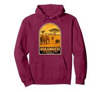 Serengeti National Park Vintage Tansania Safari Elefanten Pullover Hoodie, Unisex für Erwachsene, Kastanienbraun, XL