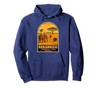 Serengeti National Park Vintage Tansania Safari Elefanten Pullover Hoodie, Unisex für Erwachsene, Marineblau, M