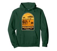 Serengeti National Park Vintage Tansania Safari Elefanten Pullover Hoodie, Unisex für Erwachsene, Waldgrün, XL