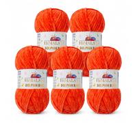 Serenitsu Himalaya Dolphin Baby Wolle 5x100g Set, Super Bulky Garn Samtwolle zum Stricken & Häkeln, Polyester Chenille-Garn für Babydecken Amigurumi Babygarn (80312 Orange)