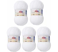 Serenitsu Himalaya Dolphin Baby Wolle 5x100g Set, Super Bulky Garn Samtwolle zum Stricken & Häkeln, Polyester Chenille-Garn für Babydecken Amigurumi Babygarn (80301 Weiß)