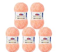 Serenitsu Himalaya Dolphin Baby Wolle 5x100g Set, Super Bulky Garn Samtwolle zum Stricken & Häkeln, Polyester Chenille-Garn für Babydecken Amigurumi Babygarn (80323 Puderrosa)