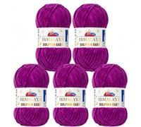 Serenitsu Himalaya Dolphin Baby Wolle 5x100g Set, Super Bulky Garn Samtwolle zum Stricken & Häkeln, Polyester Chenille-Garn für Babydecken Amigurumi Babygarn (80358 Glanzviolett)