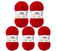 Serenitsu Himalaya Dolphin Baby Wolle 5x100g Set, Super Bulky Garn Samtwolle zum Stricken & Häkeln, Polyester Chenille-Garn für Babydecken Amigurumi Babygarn (80352 Mattes Dunkelrot)