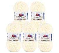 Serenitsu Himalaya Dolphin Baby Wolle 5x100g Set, Super Bulky Garn Samtwolle zum Stricken & Häkeln, Polyester Chenille-Garn für Babydecken Amigurumi Babygarn (80375 Dunkelcreme)