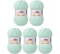 Serenitsu Himalaya Dolphin Baby Wolle 5x100g Set, Super Bulky Garn Samtwolle zum Stricken & Häkeln, Polyester Chenille-Garn für Babydecken Amigurumi Babygarn (80307 Mintgrün)