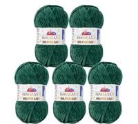 Serenitsu Himalaya Dolphin Baby Wolle 5x100g Set, Super Bulky Garn Samtwolle zum Stricken & Häkeln, Polyester Chenille-Garn für Babydecken Amigurumi Babygarn (80360 Grün)