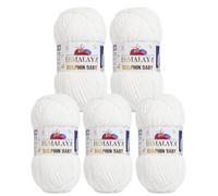 Serenitsu Himalaya Dolphin Baby Wolle 5x100g Set, Super Bulky Garn Samtwolle zum Stricken & Häkeln, Polyester Chenille-Garn für Babydecken Amigurumi Babygarn (80363 Wollweiß)