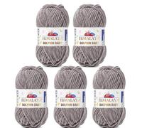 Serenitsu Himalaya Dolphin Baby Wolle 5x100g Set, Super Bulky Garn Samtwolle zum Stricken & Häkeln, Polyester Chenille-Garn für Babydecken Amigurumi Babygarn (80320 Dunkelgrau)