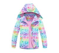 SERENYOU Mädchen Übergangsjacke Gefütterte Regenjacke Kinder Winddicht Warme Matschjacke mit Abtrennbare Kapuze DE:128-134 (manufacturers's size: 130) Stil 1