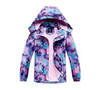 SERENYOU Mädchen Übergangsjacke Gefütterte Regenjacke Kinder Winddicht Warme Matschjacke mit Abtrennbare Kapuze DE:152-158 (manufacturers's size: 160) Stil 3
