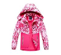 SERENYOU Mädchen Übergangsjacke Gefütterte Regenjacke Kinder Winddicht Warme Matschjacke mit Abtrennbare Kapuze DE:128-134 (manufacturers's size: 130) Stil 5