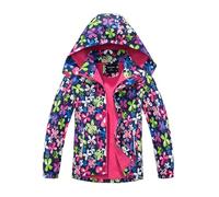 SERENYOU Mädchen Übergangsjacke Gefütterte Regenjacke Kinder Winddicht Warme Matschjacke mit Abtrennbare Kapuze 146-152 (manufacturers's size: 150) Schmetterlinge