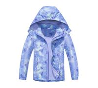SERENYOU Mädchen Übergangsjacke Gefütterte Regenjacke Kinder Winddicht Warme Matschjacke mit Abtrennbare Kapuze DE:152-158 (manufacturers's size: 160) Stil 2