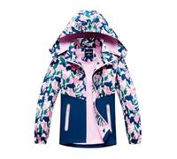 SERENYOU Mädchen Übergangsjacke Gefütterte Regenjacke Kinder Winddicht Warme Matschjacke mit Abtrennbare Kapuze DE:152-158 (manufacturers's size: 160) Stil 4