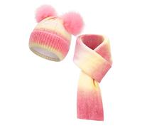 SERENYOU Winter Mütze Schal Set für Kinder Jungen Mädchen Doppel Pom Pom Mütze mit gestricktem Schal 2 in 1 Warmes Set Alter 3-10