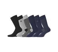 Serge Blanco Socken Herren Rutschfest, Sportsocken Herren, Atmungsaktiv, Hypoallergen (6er Pack), Schwarz/Grau/Blau, 39/42