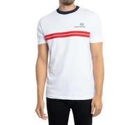 Sergio Tacchini Herren Neues Supermac T-Shirt, White/Maritime Blue/Adrenaline Rush, L