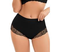 SERSARY Shapewear Damen Miederhose Bauchweg Unterhose Leicht Figurformender Tanga Shaper Untere Bauchkontrolle Shaping Miederslip mit Spitze Unterwäsche für Damen,Schwarz,XL