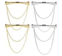 Sertay 4 Stück Kragen Clip Kette, Krawatte Kragen Pin, Anzug Accessoires Herren, Krawattennadel Anzug Accessoires, Kragen Bar Kette, Geeignet für Geschäftsverhandlungen, Termine oder Abendessen